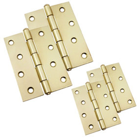 AFIT Steel Brass Plated 1840 Butt Hinges - Loose Pin Pattern - 102 x 67 x 2mm - Pack of 2 Pairs