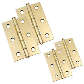 AFIT Steel Brass Plated 1840 Butt Hinges - Loose Pin Pattern - 76 x 51 x 1.5mm - Pack of 2 Pairs
