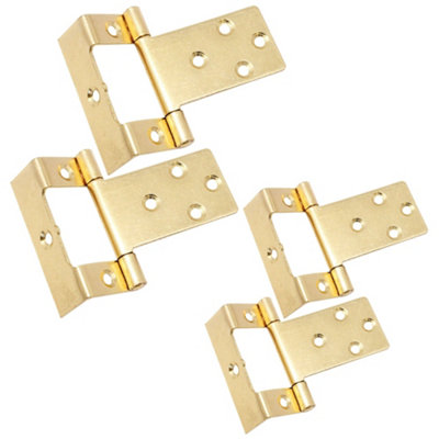 AFIT Steel Brass Plated Cranked Flush Cabinet Hinges - 50mm - Pack of 2 Pairs