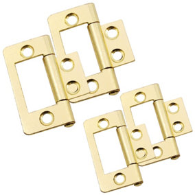 AFIT Steel Brass Plated Flush Cabinet Hinges - 40mm - Pack of 2 Pairs