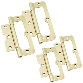 AFIT Steel Brass Plated Hurlinge Cabinet Hinges - Fixed Pin Pattern - 102mm - Pack of 2 Pairs