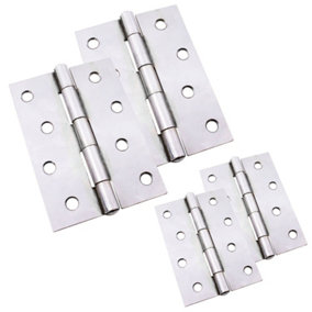 AFIT Steel Polished Chrome 1838 Butt Hinges - Fixed Pin Pattern - 102 x 67 x 2mm - Pack of 2 Pairs