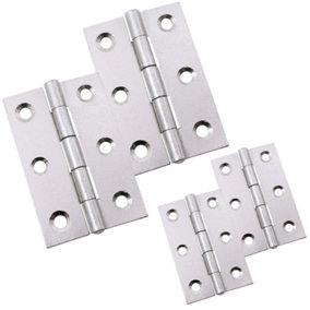 AFIT Steel Polished Chrome 1838 Butt Hinges - Fixed Pin Pattern - 76 x 51 x 1.5mm - Pack of 2 Pairs