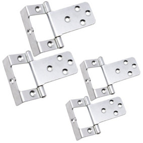 AFIT Steel Zinc Plated Cranked Flush Cabinet Hinges - 50mm - Pack of 2 Pairs