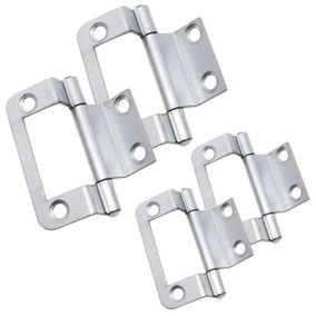 AFIT Steel Zinc Plated Double Cranked Flush Cabinet Hinges - 50mm - Pack of 2 Pairs