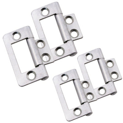 AFIT Steel Zinc Plated Flush Cabinet Hinges - 40mm - Pack of 2 Pairs