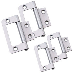 AFIT Steel Zinc Plated Flush Cabinet Hinges - 50mm - Pack of 2 Pairs