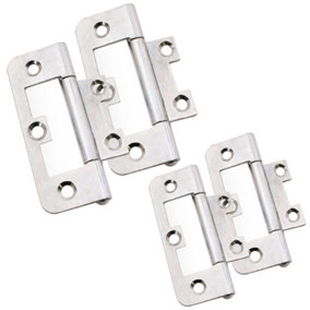 AFIT Steel Zinc Plated Flush Cabinet Hinges - 60mm - Pack of 2 Pairs