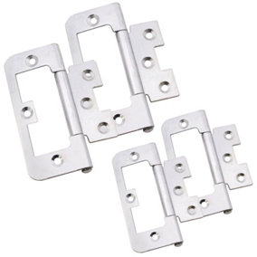 AFIT Steel Zinc Plated Flush Cabinet Hinges - 75mm - Pack of 2 Pairs