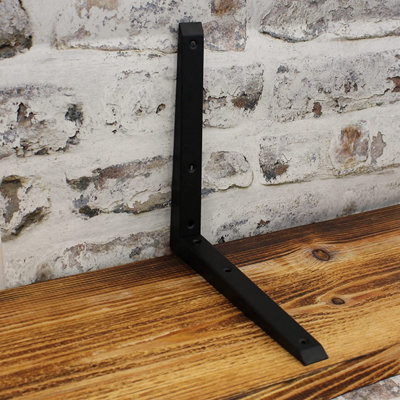 AFIT Strong Shelf Bracket Mitre Reinforced Hi-Load Pattern - 300 x 300mm - Black - Pack of 2