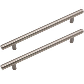 AFIT T-Bar Brushed Nickel Cabinet Cupboard D Handle - 188 x 12mm 128mm Centres - Pack of 2