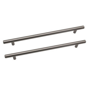 AFIT T-Bar Brushed Nickel Cabinet Cupboard D Handle - 348 x 12mm 288mm Centres - Pack of 2