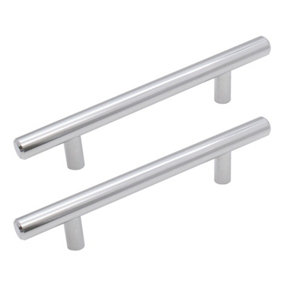 AFIT T-Bar Polished Chrome Cabinet Cupboard D Handle - 156 x 12mm 96mm Centres - Pack of 2