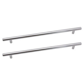 AFIT T-Bar Polished Chrome Cabinet Cupboard D Handle - 316 x 12mm 256mm Centres - Pack of 2