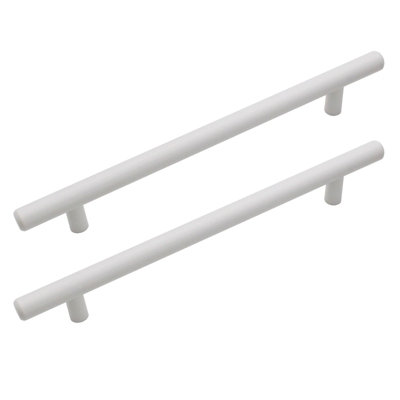 AFIT T-Bar White Cabinet Cupboard D Handle - 188 x 12mm 128mm Centres - Pack of 2 Price Comparisons | Compare The Build