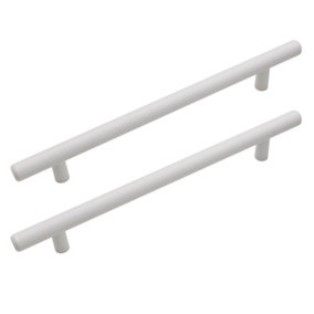 AFIT T-Bar White Cabinet Cupboard D Handle - 188 x 12mm 128mm Centres - Pack of 2