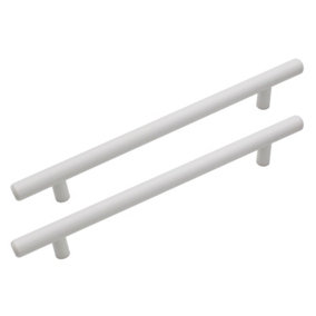 AFIT T-Bar White Cabinet Cupboard D Handle - 348 x 12mm 288mm Centres - Pack of 2