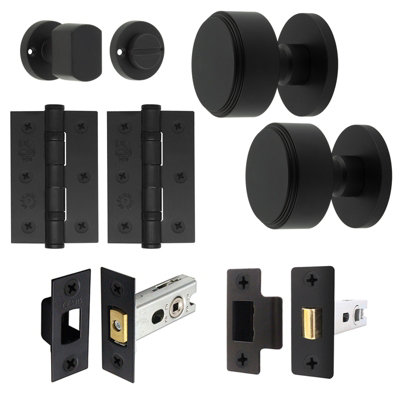 AFIT Taman Mortice Door Knob Bathroom Deadbolt Kit - 80mm -  Matt Black