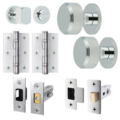 AFIT Taman Mortice Door Knob Bathroom Deadbolt Kit - 80mm -  Polished Chrome