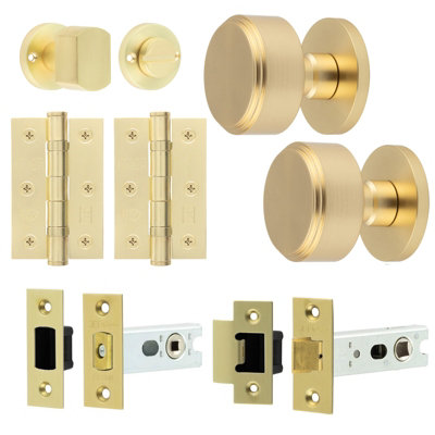 AFIT Taman Mortice Door Knob Bathroom Deadbolt Kit - 80mm -  Satin Brass