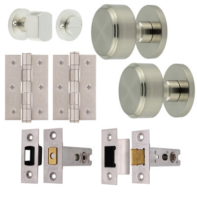 AFIT Taman Mortice Door Knob Bathroom Deadbolt Kit - 80mm -  Satin Nickel