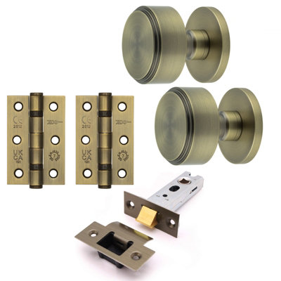 AFIT Taman Mortice Door Knob Latch Kit - 76mm -  Antique Brass
