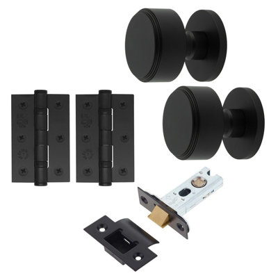 AFIT Taman Mortice Door Knob Latch Kit - 76mm -  Matt Black