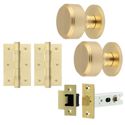 AFIT Taman Mortice Door Knob Latch Kit - 76mm -  Satin Brass