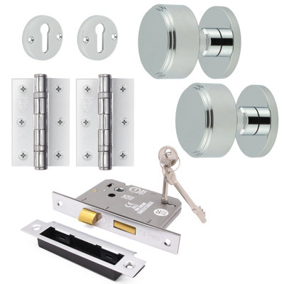 AFIT Taman Mortice Door Knob Sash Lock Kit - 80mm -  Polished Chrome