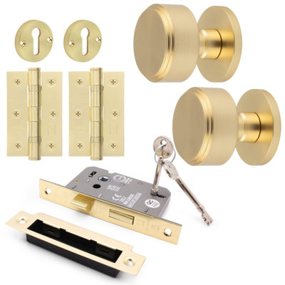AFIT Taman Mortice Door Knob Sash Lock Kit - 80mm -  Satin Brass