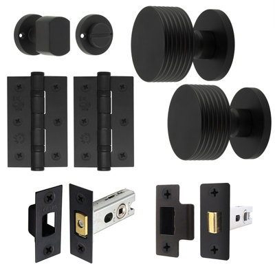 AFIT Tibet Mortice Door Knob Bathroom Deadbolt Kit - 80mm -  Matt Black