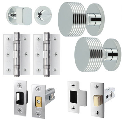 AFIT Tibet Mortice Door Knob Bathroom Deadbolt Kit - 80mm -  Polished Chrome