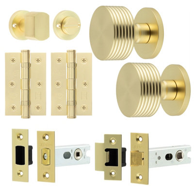AFIT Tibet Mortice Door Knob Bathroom Deadbolt Kit - 80mm -  Satin Brass