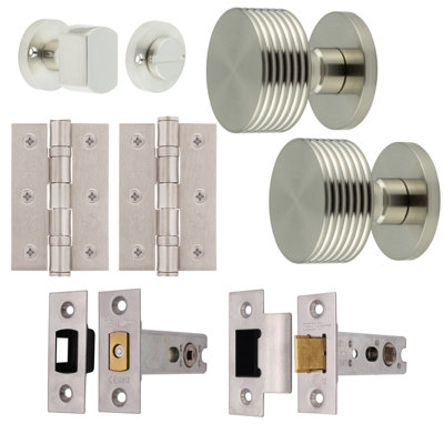 AFIT Tibet Mortice Door Knob Bathroom Deadbolt Kit - 80mm -  Satin Nickel