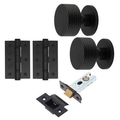 AFIT Tibet Mortice Door Knob Latch Kit - 76mm -  Matt Black