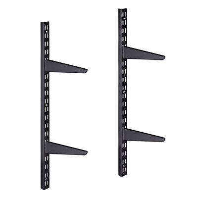 AFIT Twin Slot Shelving Kit 4x320mm Brackets 2x430mm Uprights Heavy Duty Steel Wall Mounted Shelving System - Black