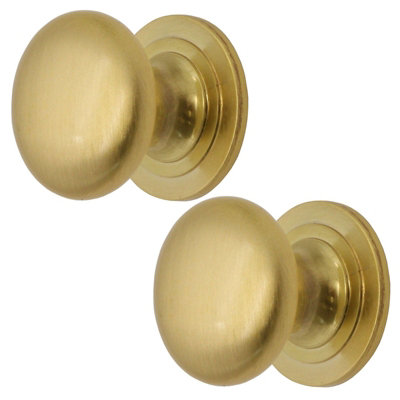 AFIT Victorian Satin Brass Cupboard Knob - 32mm - Pack of 2