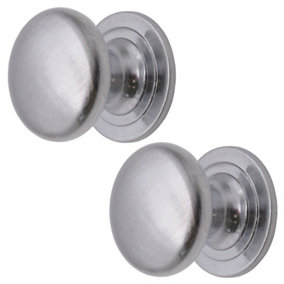 AFIT Victorian Satin Chrome Cupboard Knob - 32mm - Pack of 2