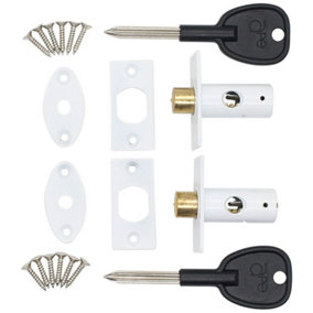 AFIT White Concealed Window Security Rack Bolts - Pack of 2 + 2 Keys