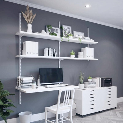 AFIT White Twin Slot Uprights 1000mm - Pack of 2 - 32mm Twin Slot Adjustable Wall Shelving