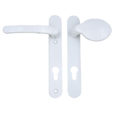 AFIT White UPVC Lever Pad Door Handles - 92mm PZ Centres - 122mm Fixing Centres - 212x34mm