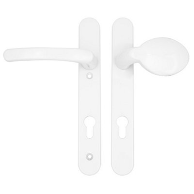 AFIT White UPVC Lever Pad Door Handles - 92mm PZ Centres - 122mm Fixing Centres - 245x34mm