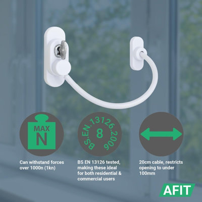 AFIT Window Restrictor, Key Locking Cable Window Restrictor for UPVC ...