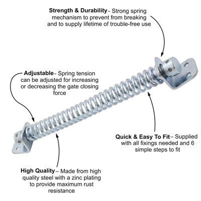 AFIT Zinc Plated Heavy Duty Adjustable Tension Gate Spring 250mm / 10 ...