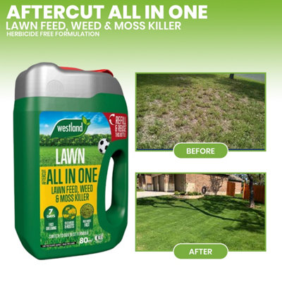 Aftercut All In One Lawn Feed Weed & Moss Killer 80m2 Spreader Fast ...