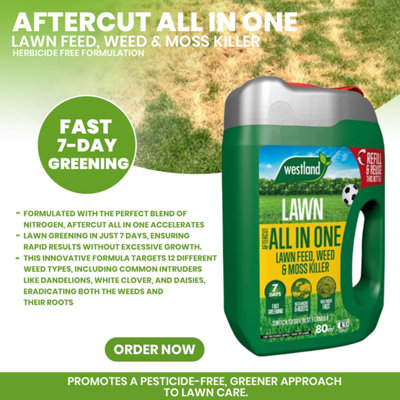 Aftercut All In One Lawn Feed Weed & Moss Killer 80m2 Spreader