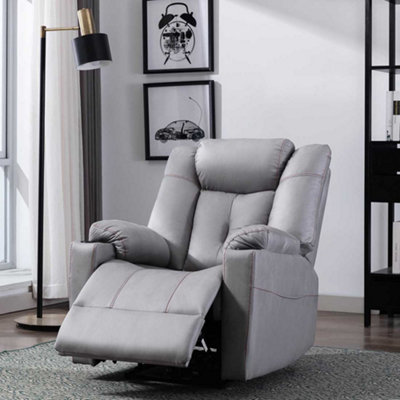 Afton Electric Fabric Auto Recliner Armchair Gaming USB Lounge Sofa Chair Grey