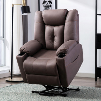 Afton Electric Fabric Single Motor Riser Recliner Lift Mobility Tilt Chair Brown