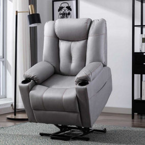 AFTON ELECTRIC FABRIC SINGLE MOTOR RISER RECLINER LIFT MOBILITY TILT CHAIR GREY