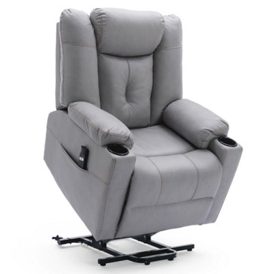 Afton Electric Fabric Single Motor Riser Recliner Lift Mobility Tilt Chair Grey